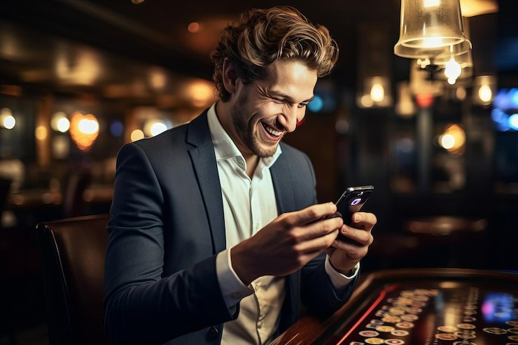 Gambar ilustrasi tampilan mobile browser dan aplikasi judi di juragan99